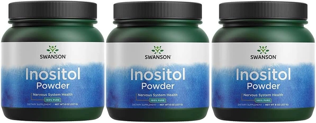 Swanson 100% Pure Inositol Powder - Natural Supplement Promoting Focus & Relaxation - Zenuw- en Cellular Support - (8oz) 3 Pack