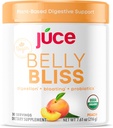 Júce Belly Bliss, Peachy Greens, 30 porties, Probiotica + Groenen, opgeblazen ondersteuning met Plant-Based Digestieve Enzymen, Dieetsupplement Poeder - Door Terra Kai Organics