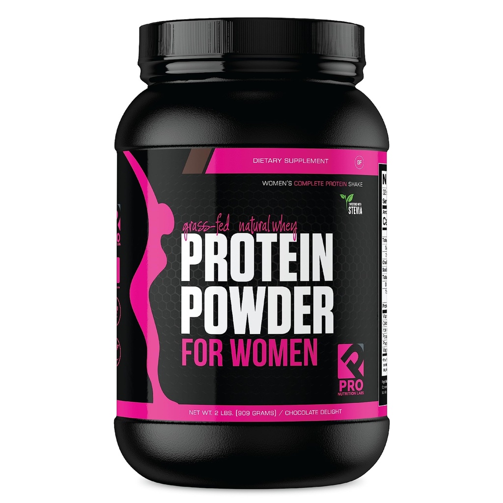 Whey Protein Powder for Women Chocolate Powder - Low Carb Gluten-Free Grass-Fed rBGH-Free - Supports Weight Loss - Natural Stevia Sweetened Protein Shake, 20g (Chocolate Delight, 2lb)