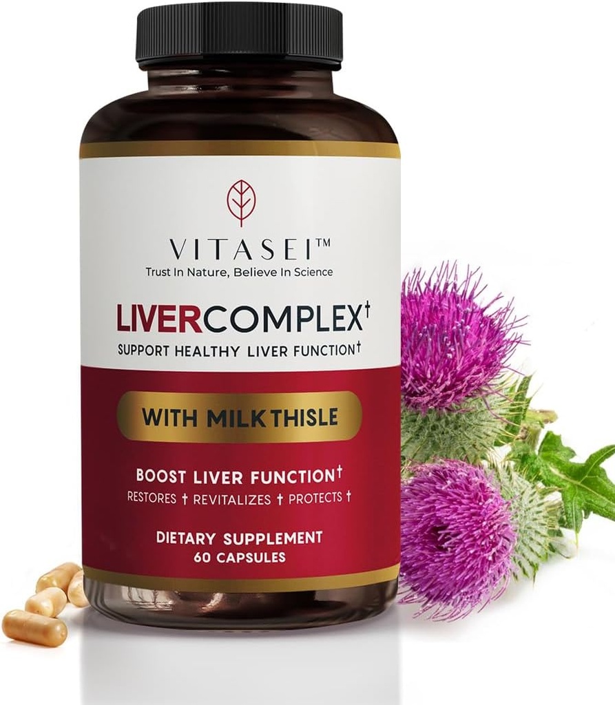 VITASEI Liver Cleanse Detox & Repair, Liver Complex W/Milk Thistle Extract, Garcinia, Curcumin C3, Ondersteuning Kruidendieetsupplement, Detox Formul voor vrouwen en mannen, 60 Capsules