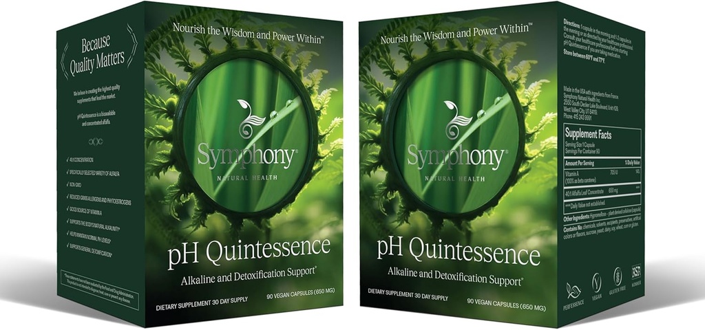 Symfonie Natuurlijke gezondheid pH Quintessence - 40:1 Alfalfa Concentrate - 180 Vegan Capsules (60 Day Supply)