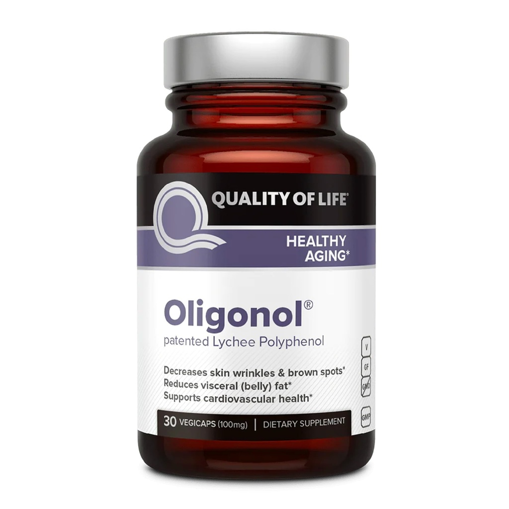 Kwaliteit van leven Oligonol Premium Anti Veroudering Supplement - Bevordert cardiovasculaire gezondheid, circulatie en jeugd, Inclusief antioxidanten - Lychee Fruit Extract - 30 Vegicaps