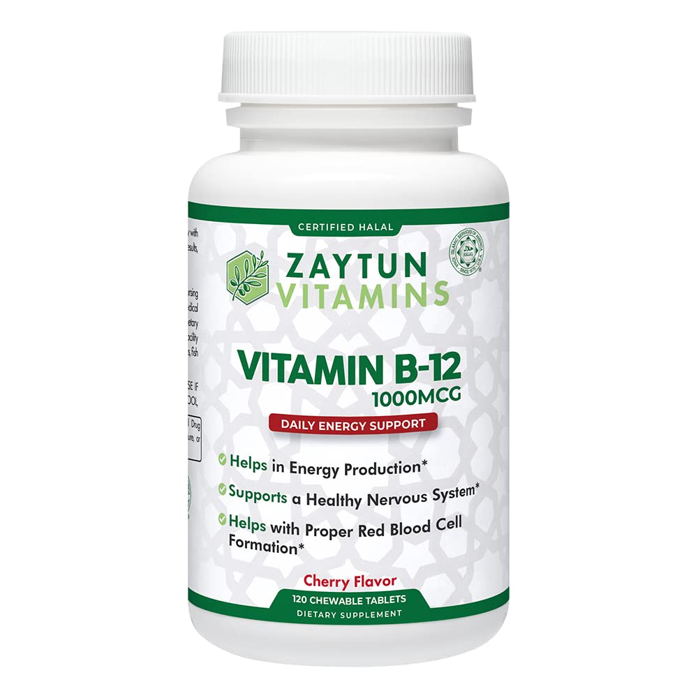 Zaytun Halal Vitamine B12 1000mcg, bevordert energieproductie, stofwisseling en gezond zenuwstelsel - Vegetariërs en Veganisten Formule - Dairy-Free - 4 maanden Supply - Made in USA