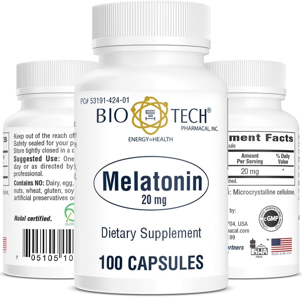 Bio-Tech Pharmacal Melatonine (20 mg, 100 capsules)