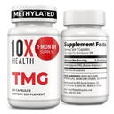 10X Health TMG Supplementen - trimethylglycine Supplement voor leverondersteuning, hartwellness, energie, homocysteïne niveaus - TMG Capsules met Betaine Anhydraat - Non-GMO & Glutenvrije - 60 capsules