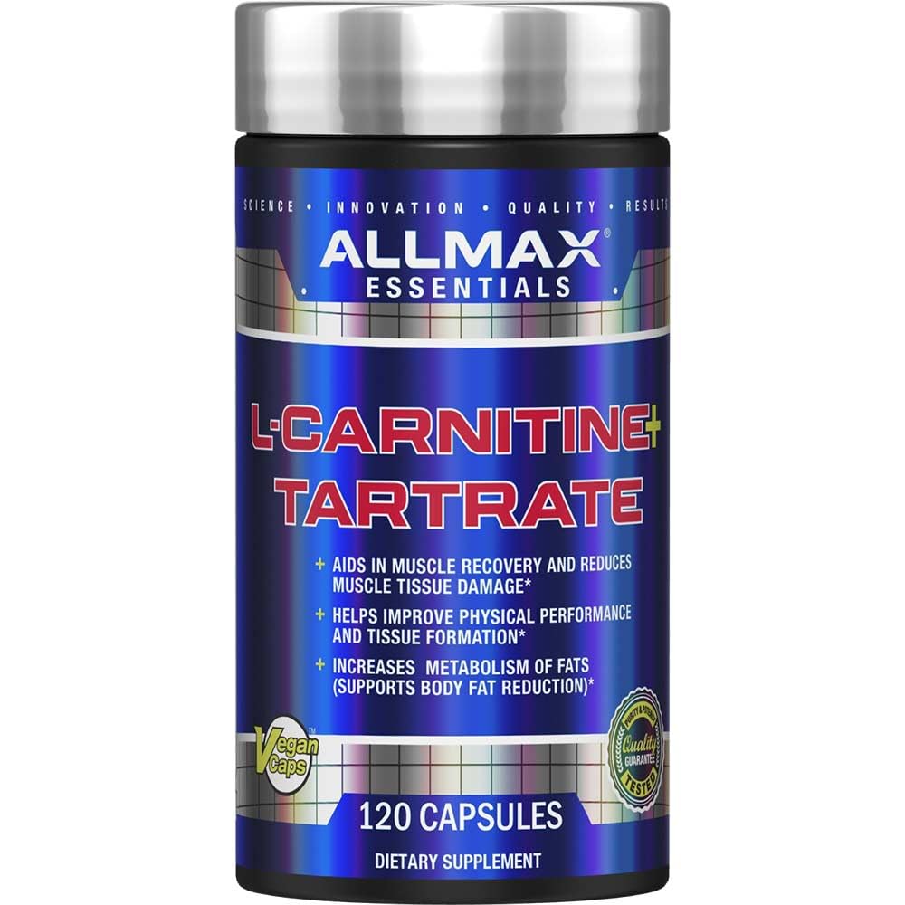 ALLMAX Essentials L-CARNITINE Tartrate - 120 Capsules - Stimulant-Free Metabolizer - Boosts Energy, Performance & Recovery - Gluten Free & Vegetarian - 60 Servings