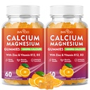 2 Pack Calcium Gummies 1000mg met Vitamine D3 K2 & B Complex, Kalium, Calcium Magnesium Zink Gummies voor Bot, Spier, Mood en Immuniteit - Oranje Smaak 120 Gummies