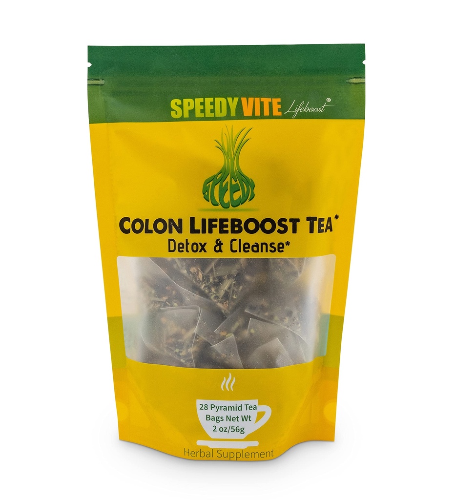 SpeedyVite Colon LifeBoost Tea Detox and Cleanse - Biologische Pu'er Tea met gember, citroengras - voor verhoogde Colon Gezondheid en functie