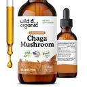 Wild & Organic Chaga Mushroom Tinctuur - Immune Ondersteuning met Chaga Paddestoel Extract Liquid - Immunity Drops Supplement - Vegan, Sugar & Alcohol-Free - 2 floz