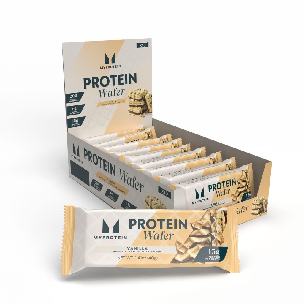 Myprotein Protein Bars, Crispy Protein Wafers, 15g Hoge Protein Snacks, Doos met 10 Vanille Wafers Packs, Melk & Wei Proteine Isolaat, Licht & Crunchy