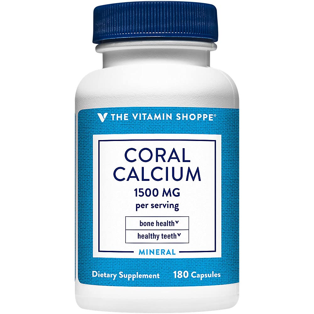The Vitamin Shoppe Coral Calcium 1.500MG - Eco Safe Bron van Calcium, Magnesium & Trace Mineralen ter ondersteuning van gezonde botten en tanden (180 Capsules)