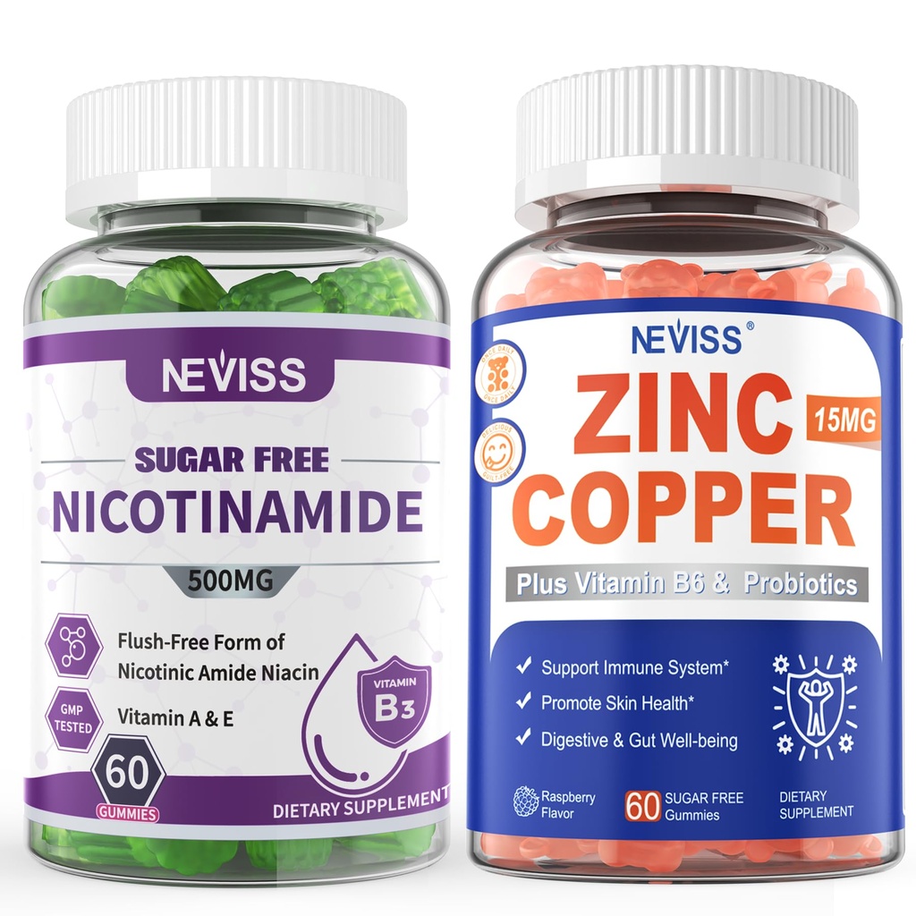 NEVISS Nicotinamide 500mg Gummies + Zink Koper Gummies
