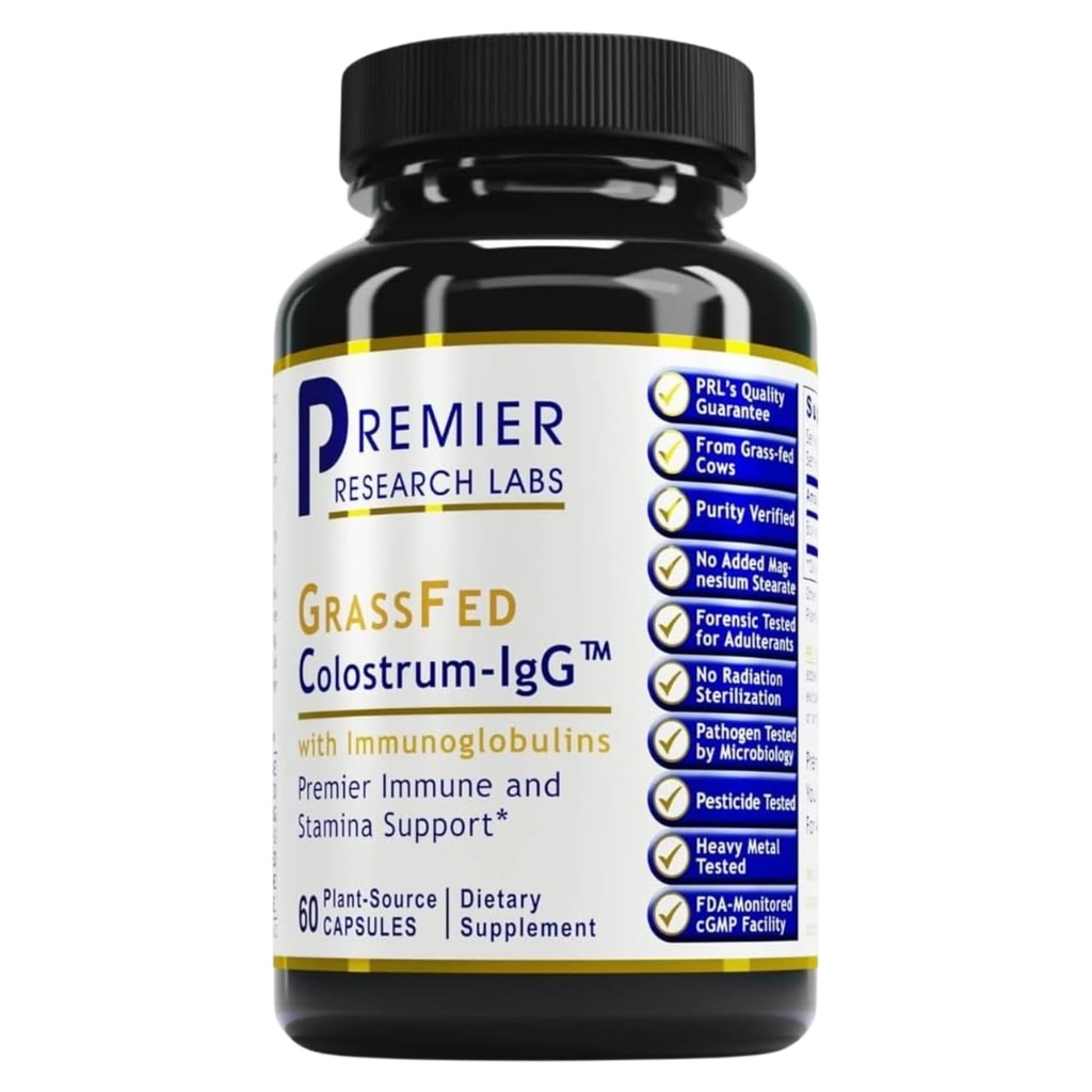Premier Research Labs Colostrum-IgG - Colostrum Supplement, Bovine Colostrum for Humans, Cow Colostrum for Immune Health, Superfood with Lactoferrin, Amino Acids, Nucleotides - 60 Capsules