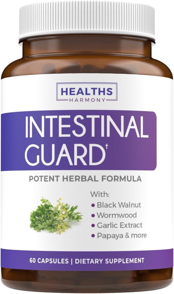 Intestinal Guard (Non-GMO) - Potent Natural Formula met Wormwood, Black Walnut, Goldenseal, PAU D'Arco, Kruidnagel, Knoflook, Meer - Alle in één supplement - 60 capsules (geen pillen)