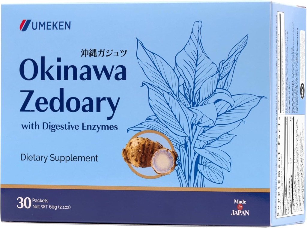 Umeken Okinawa Zedoary Purple en White Turmeric met gefermenteerde kool Extract, Gut Health Supplements voor vrouwen en mannen, Zedoary Root, Turmeric Supplement, 6 Packets (30 Count, Pack of 1)