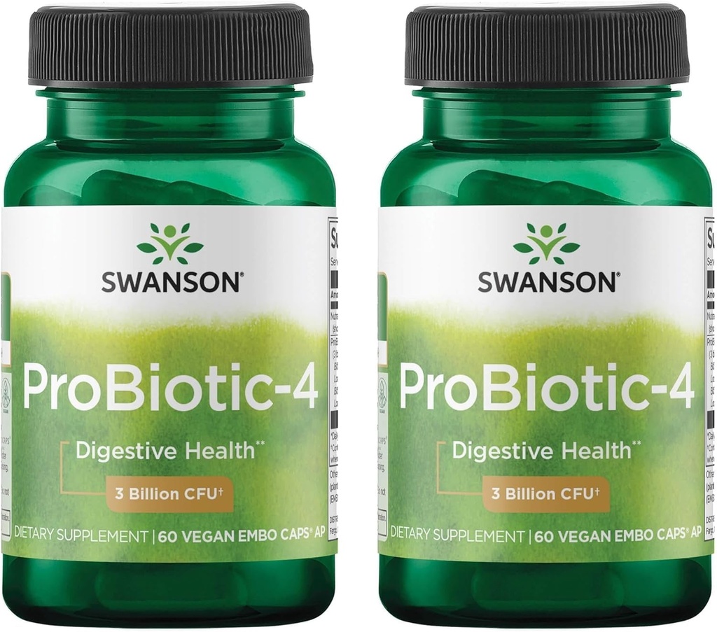 Swanson Probiotic-4 3 Miljard Cfu 60 Veg Caps (2 Pack)
