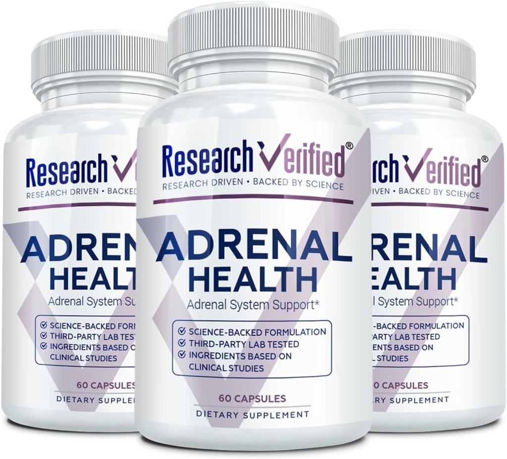 Onderzoek Verified Adrenal Support - 180 Capsules - Ondersteuning Adrenal Gland Functie, Boost Energy, Balance Cortisol - Paddenstoelen, B Vitaminen, Bioflavonoïden, BioPerine