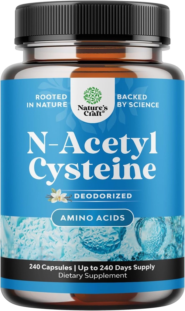 NAC Supplement N-Acetyl Cysteine 600mg - Vegan High Absorptie Non-Smelly NAC 600 mg Capsules Glutathion Precursor voor leverreiniging Detox & Repair Plus Lung Health and Immunity Support (240ct)