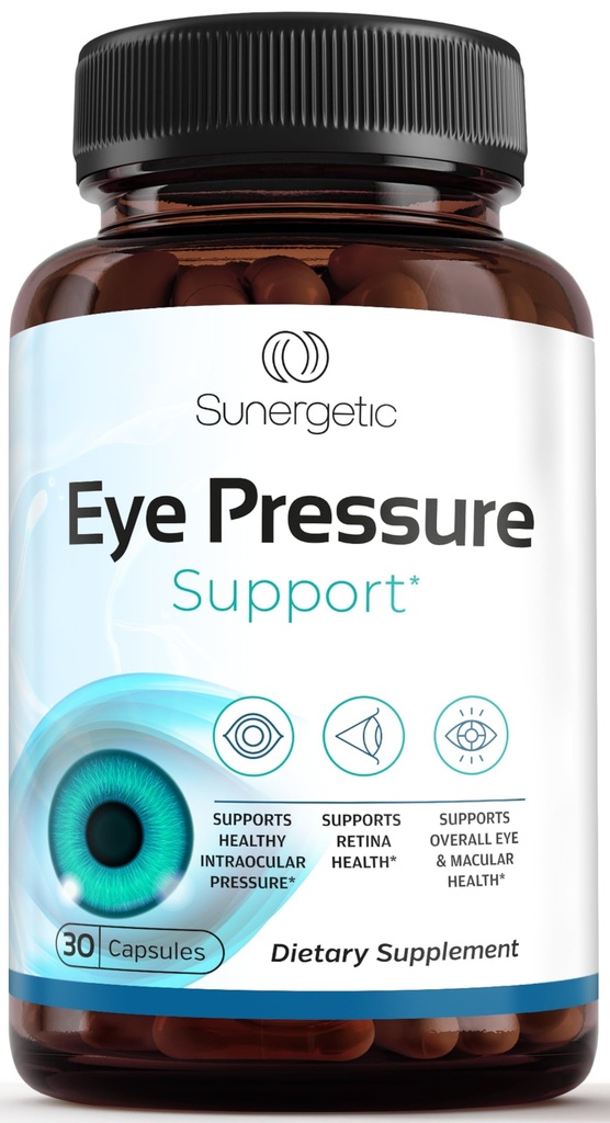 Sunergetic Premium Eye Pressure Support Supplement - Eye Pressure Supplement met saffraan, luteïne, zeaxanthine, bosbes & pine Bark - Ondersteunt Ocular Health & Overall Vision - 30 Tel.