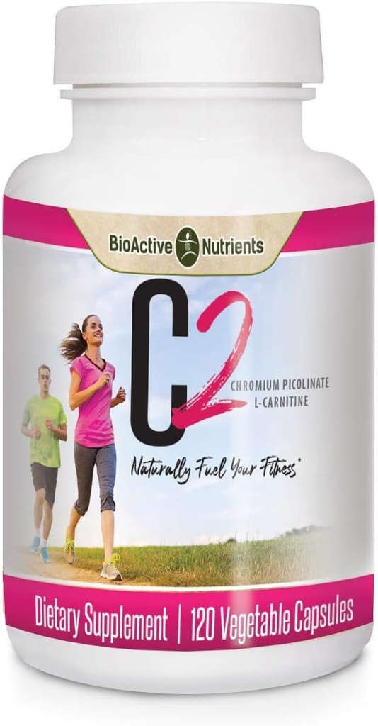 BioActive Nutriënten C2-Chromium Picolinaat met L-Carnitine ter ondersteuning van het metabolisme van vetten en koolhydraten - 120 plantaardige capsules - Geen conserveringsmiddelen