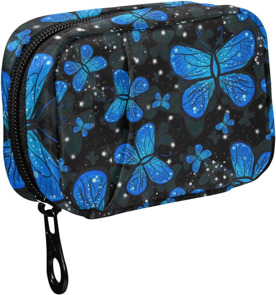 Fustyad Blauwe Vlinder met Nachtverloop Kleur pil Organizers 2 keer Een dag pil Case Bag met Zipper draagbare Wekelijkse pil Dispensers voor Vitamine Supplement