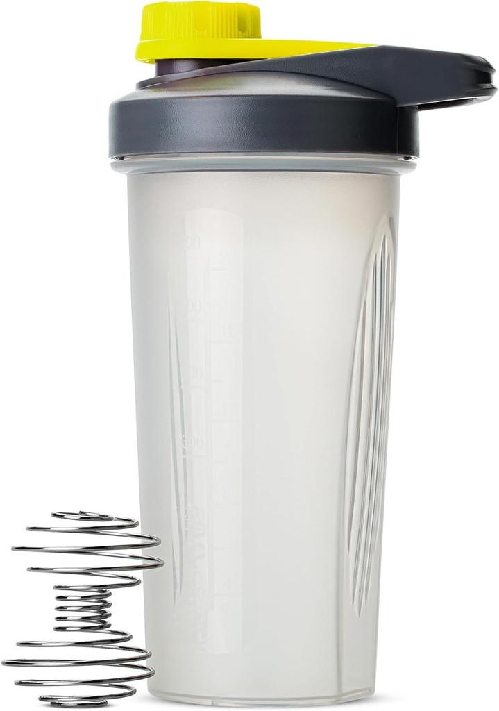 Mr. Pen- Shaker flessen voor eiwitmixen met Twist Cap, 28 oz, grijs / geel, eiwit Shaker fles met Wire Whisk Ball