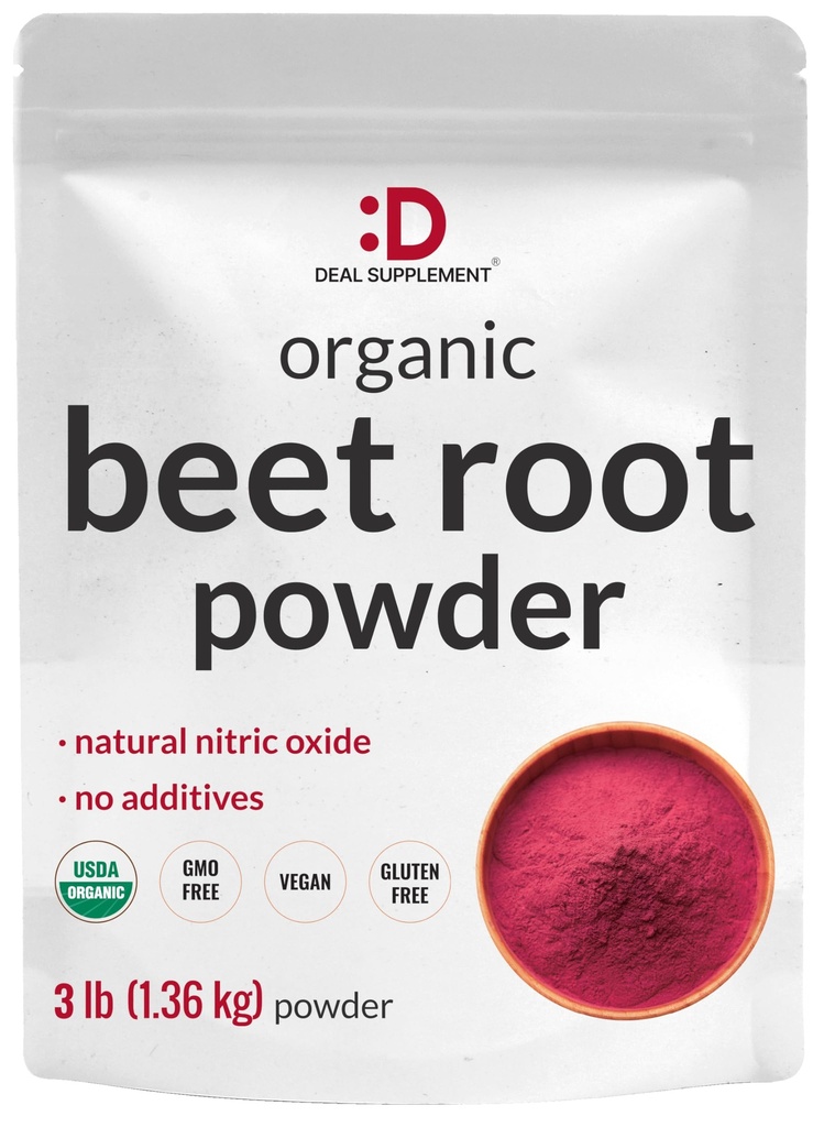 Biologische bietenwortelpoeder, 3lbs - Raw Superfood Vegetable - Natural Nitric Oxide Supplement - Ondersteunt Pre Workout Energie, Hart, & Immune Health - Non-GMO, Vegan