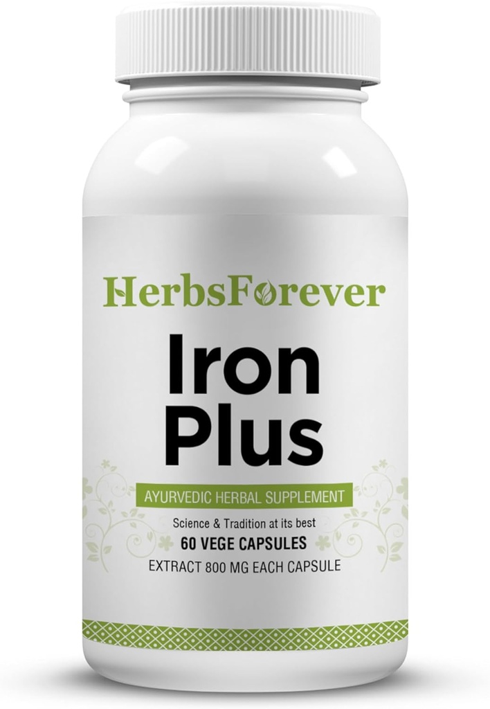 Herbsforever Iron Plus Capsules Supplement bevordert ijzer niveau 60 capsules