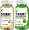 2 Pack Soursop Graviola Gummies, Soursop Leaf Extract Smaak & Authentic Soursop Fruit Extract Smaak, voor Cell Support & Regeneratie, Immuniteit, Lever, Zzz & Antioxidant - Glutenvrij, Veganistisch