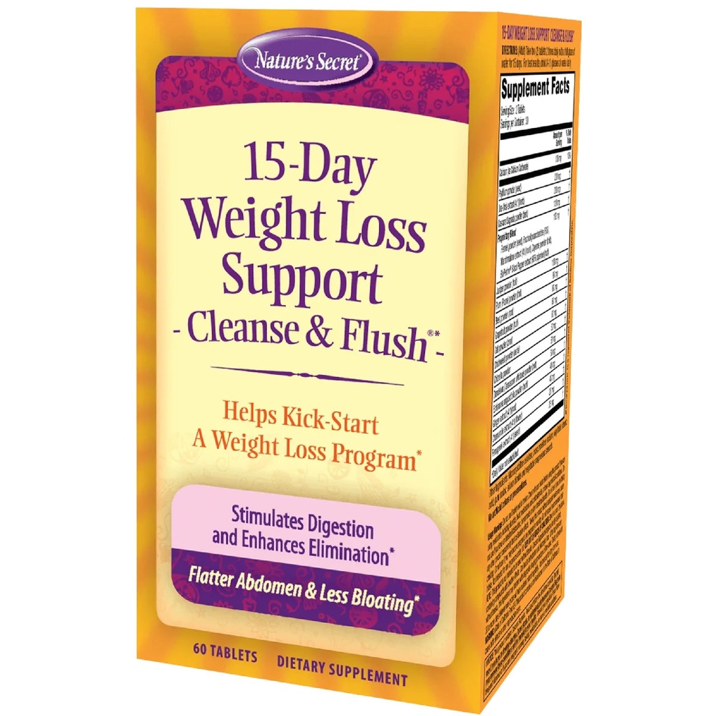Nature's Secret 15-Day Weight Loss Support & Natural Energy Boost - Cleanse & Flush Stimulates Digestion, Enhances Toxin Elimination & Reduced Bloating with Healing Herbs & Probiotics - 60 Tablets