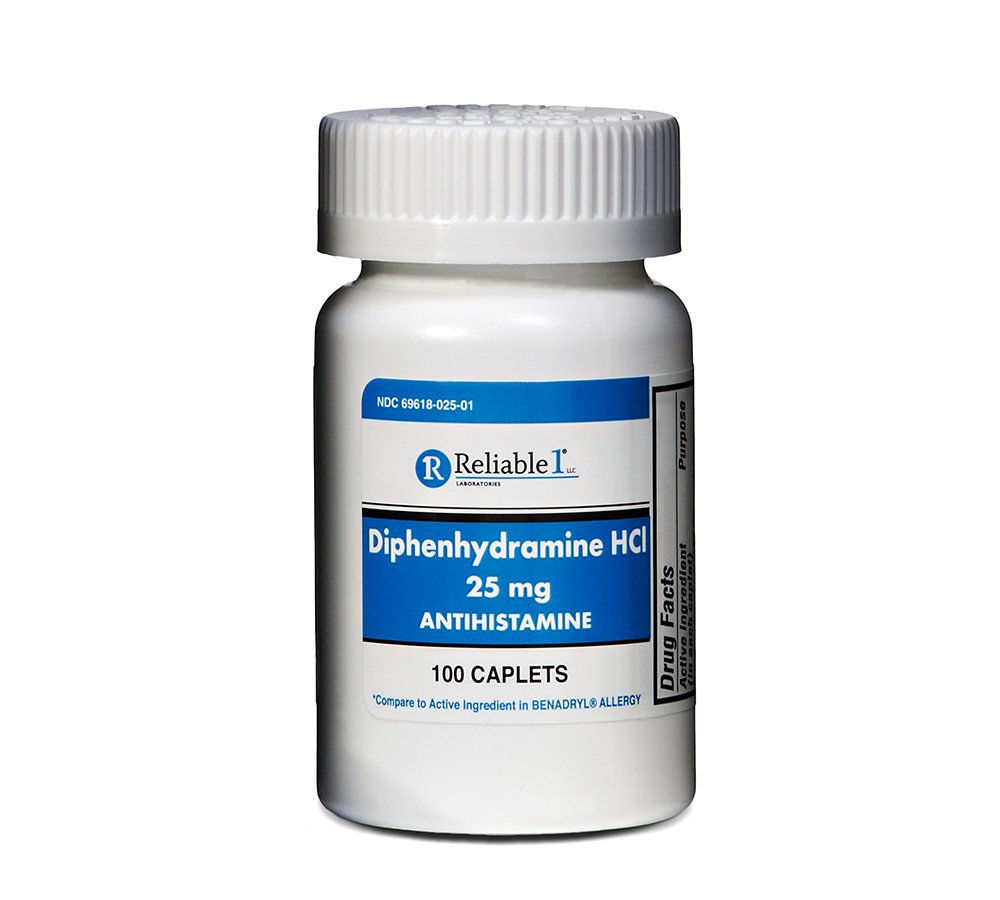 Betrouwbare 1 Difenhydramine HCI 25mg Antihistamine 100 Capletes (1 fles)