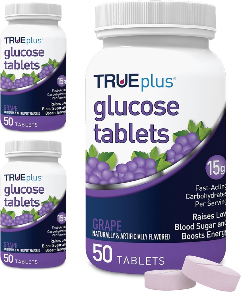 TRUEplus® Glucose tabletten, druivensmaak - 50ct Flesje