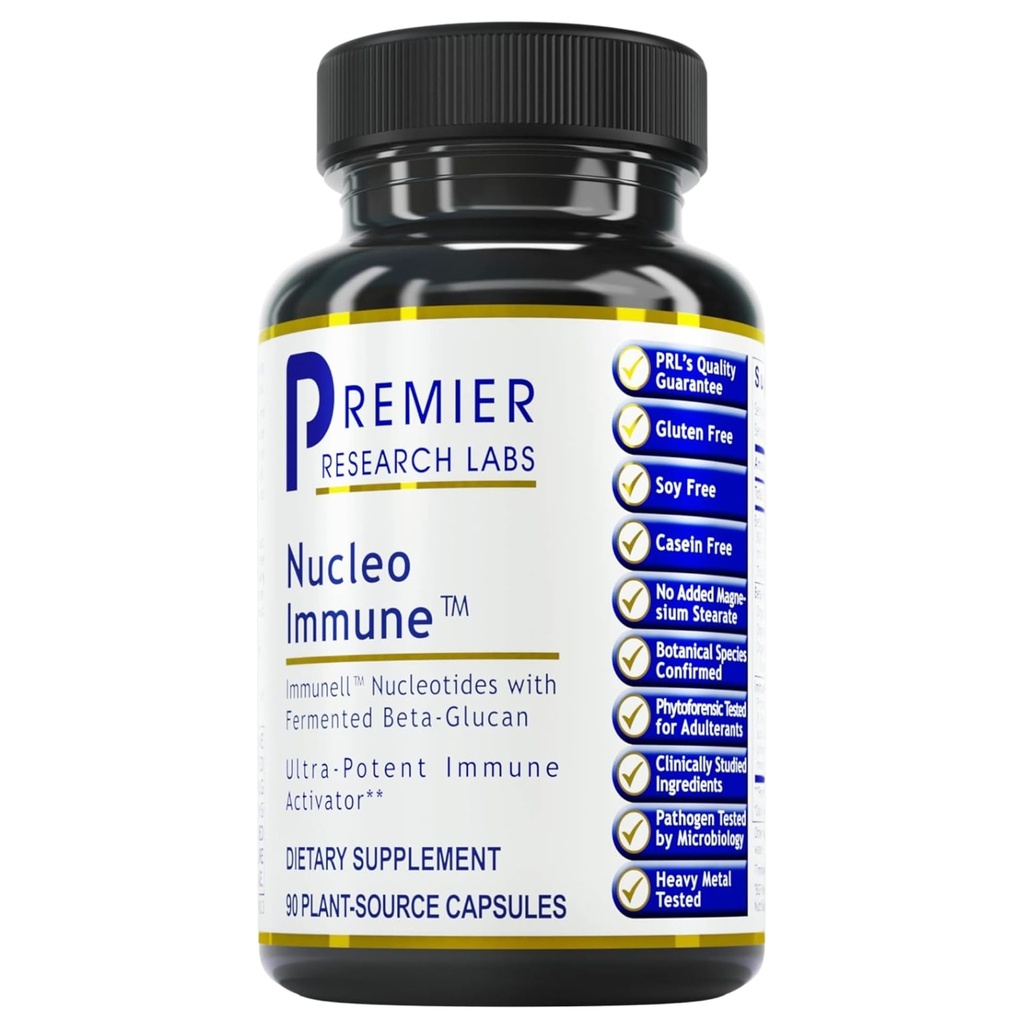Premier Research Labs Nucleo Immune - Beta Glucan Supplementen, Beta Glucans, Phytochemicals, Prickly Pear, Fiber, Immune Support - 90 Capsules