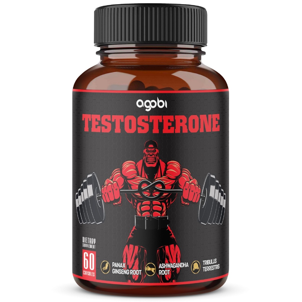 agobi Testosteron supplement voor mannen - 11 kruiden - Ashwagandha, Tribulus, Ginseng & Meer - 60 capsules voor 1 maand