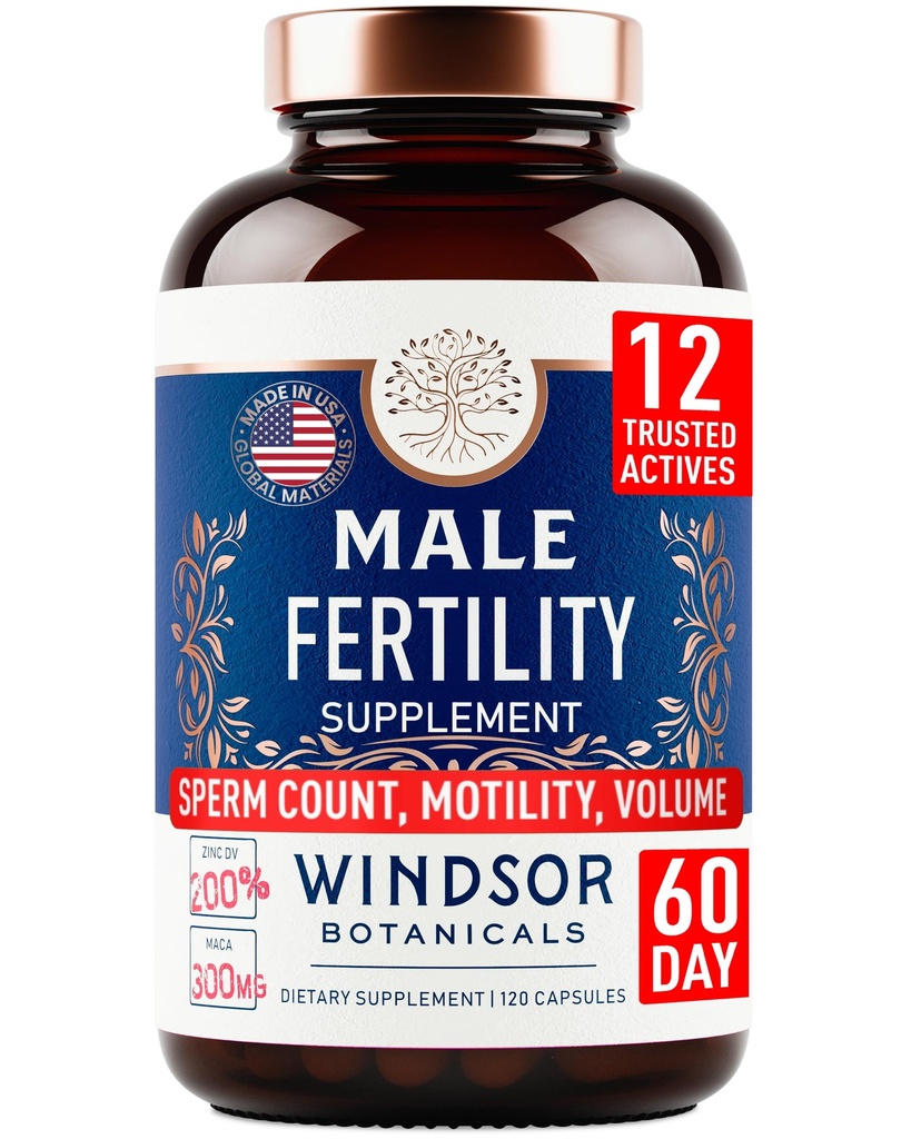Male Fertility Supplement with Maca Root - Mens Health Conception Fertility Prenatal Vitamins Plus Natural Extracts - Prenatal Fertility Supplements for Men - 3rd Party Tested - 120 Capsules, 2 Month