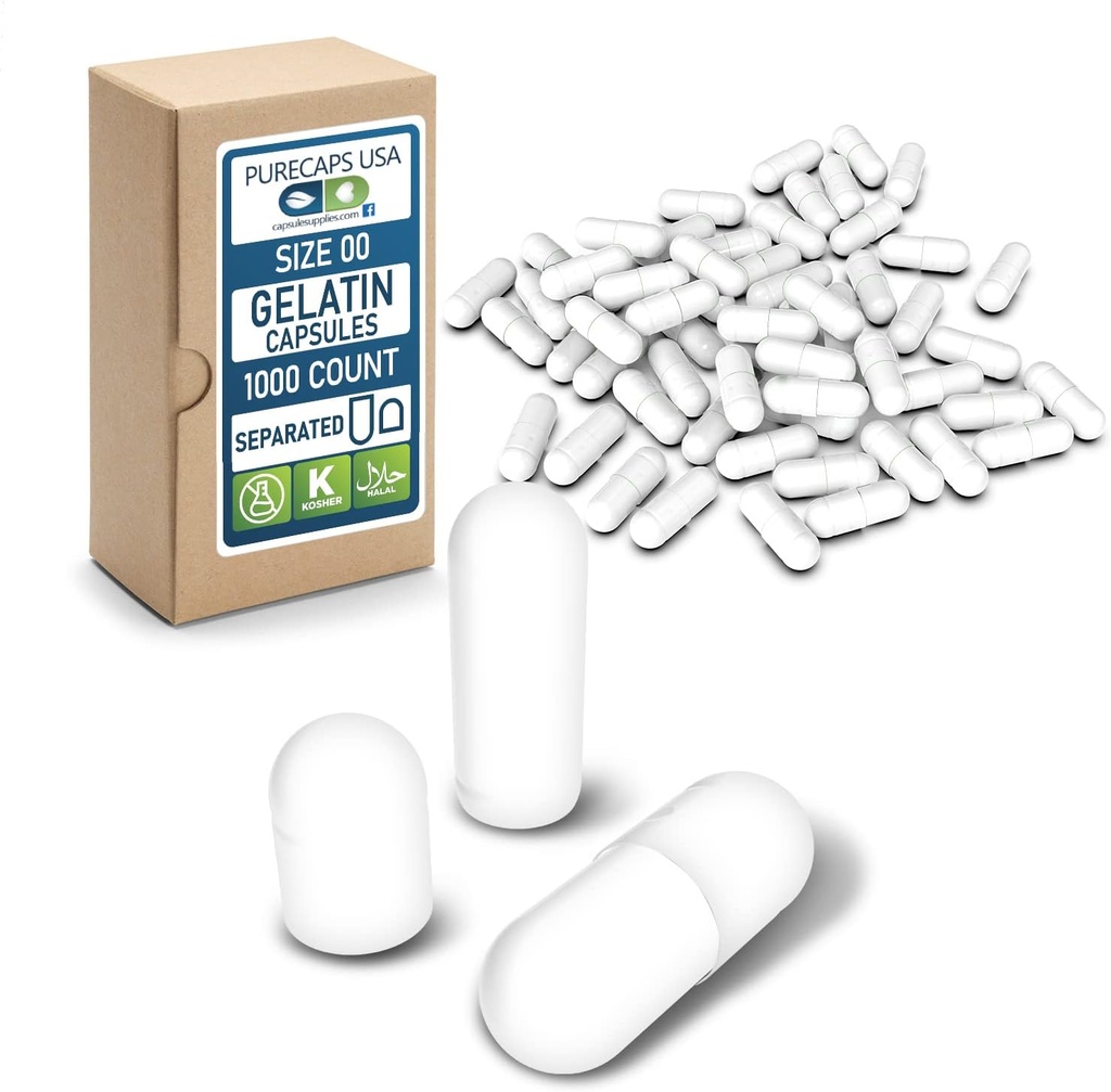 PureCaps Verenigde Staten - Lege capsules met ondoordringbare dop Maat 00