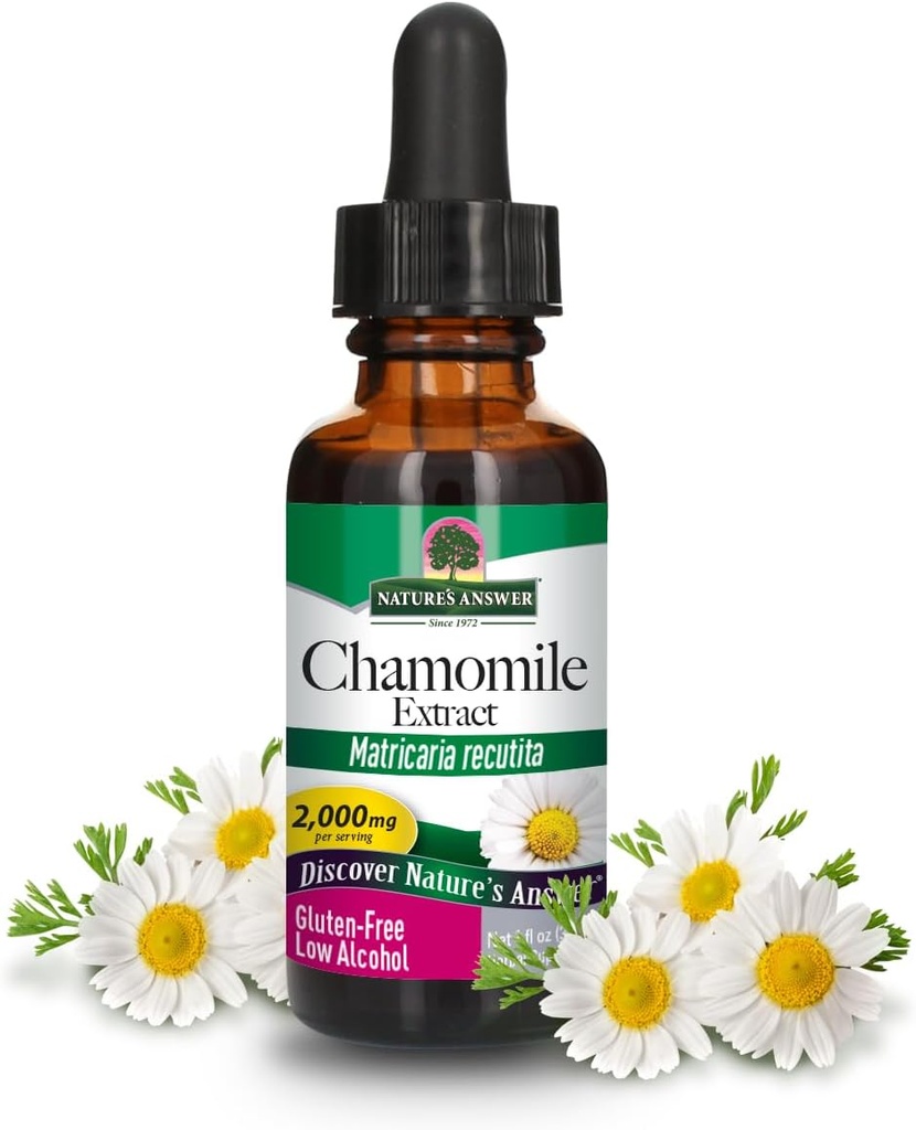 Nature's Antwoord Kamille Bloem met biologisch-Alcohol 2000mg 1oz Extract 
