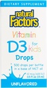 Natuurlijke factoren, vitamine D3 druppels 400 IE (10 mcg) voor kinderen, ondersteunt sterke botten en immuunfunctie, 0,5 fl oz, 0,5 Oz