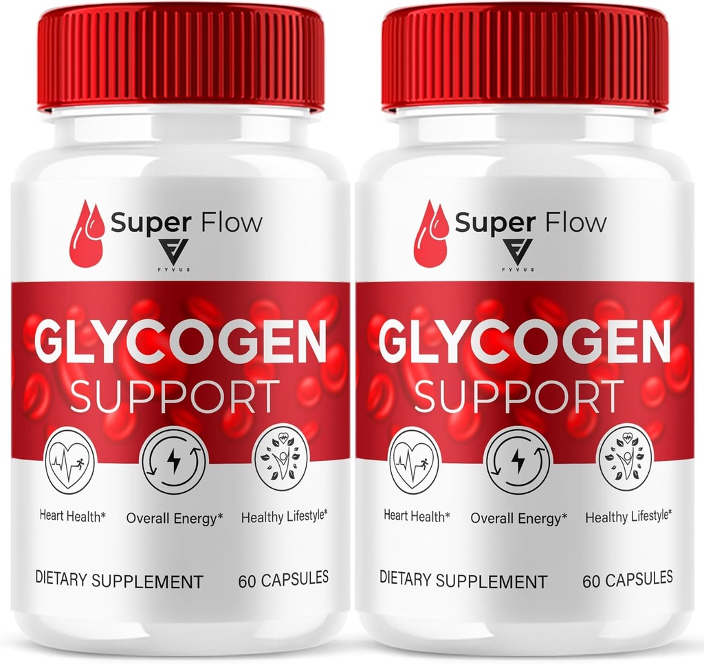 (2 Pack) Super Flow SuperFlow Glycogen Support Capsules, Super Flow Advanced Glycogen Health and Blood Wellness Support Supplement, SuperFlow maximale sterkte Glyco Formula Supplement (120 capsules)