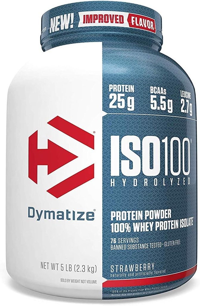 Dymatiseren ISO100 Gehydrolyseerd 100% Wei Proteïne Isolaat Aardbei -- 5 lbs
