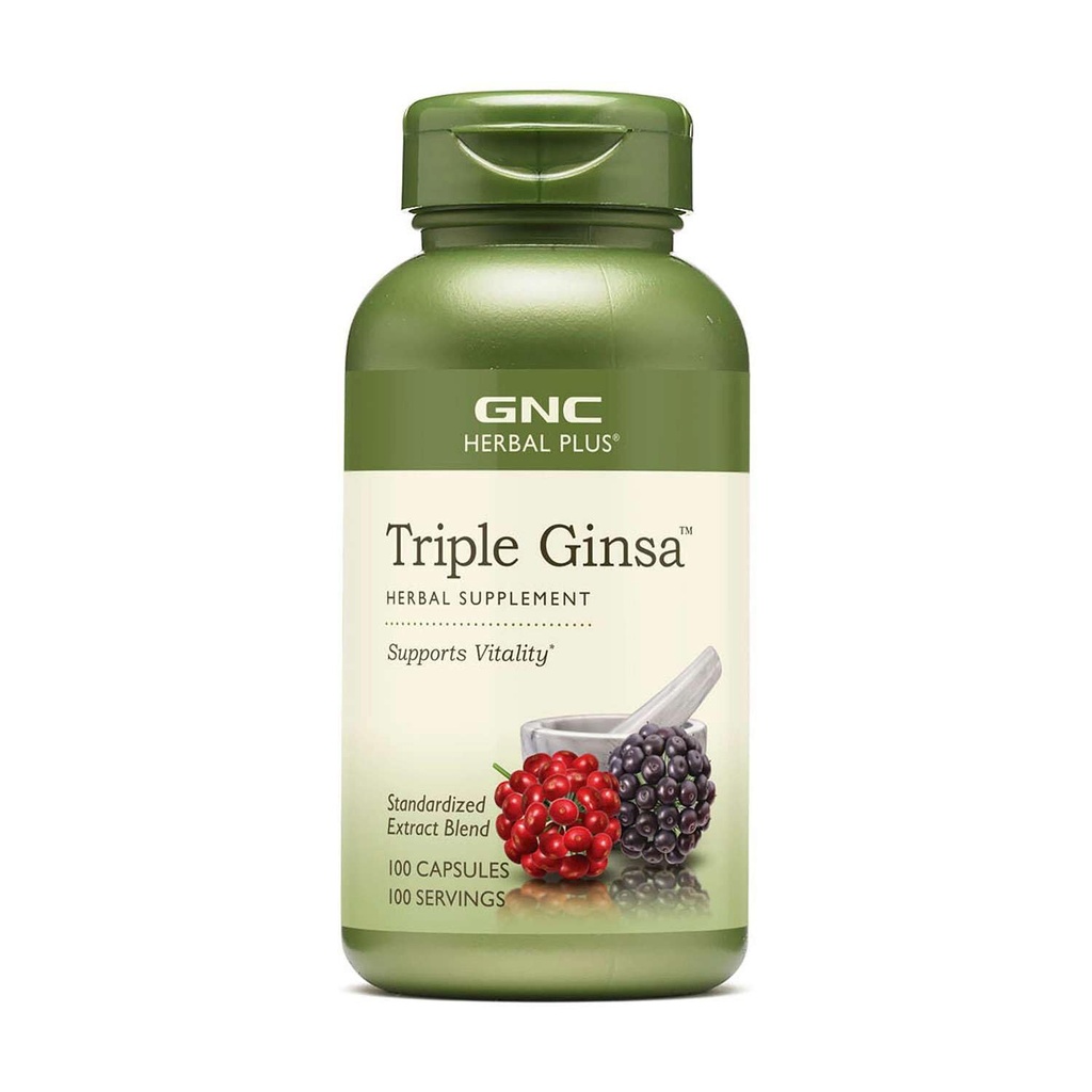 GNC Herbal Plus Triple Ginsa Supplement, Supports Vitality, 100 Servings