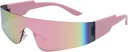 Crazy Feng Trendy Rimless Futuristic Wrap rond zonnebril Vrouwen Mannen, Cyberpunk Visor Zonnebril Shades Fashion Oogbrillen