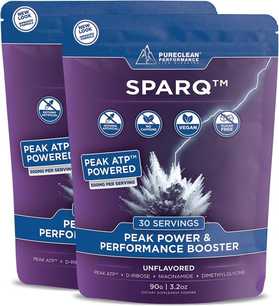 SPARQ Peak ATP Power & Performance Booster 500mg ATP, D-Ribose, DMG & NAD+ Boosts Muscle Mass, Energy, Uithoudingsvermogen, Sterkte & Recovery