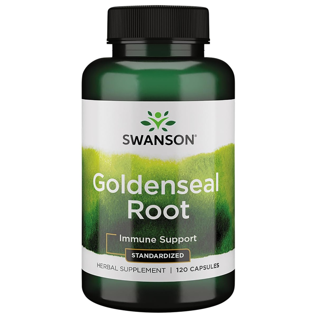 Swanson Goldenseal Root - Herbal Supplement Promoting Immune Support and Overall Wellness - Features Goldenseal Root Extract Standardized to Minimum 5% Total Alkaloids - (120 Capsules, 125mg Each)