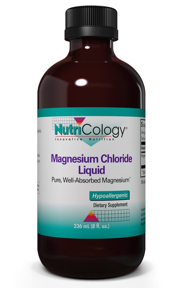 NutriCology Magnesium Chloride Liquid - Highly Absorbable Liquid Magnesium Supplement - Electrolyte & Nervous System Support - 94 Servings - 8 fl oz