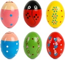 SallyFashion 6 PCS Houten Shaker Eggs voor peuters, Egg Maracas Percussie Shakers Muziekinstrumenten voor feestgeliefden Goodie Bag Stuffers Klaslokaal Prijzen