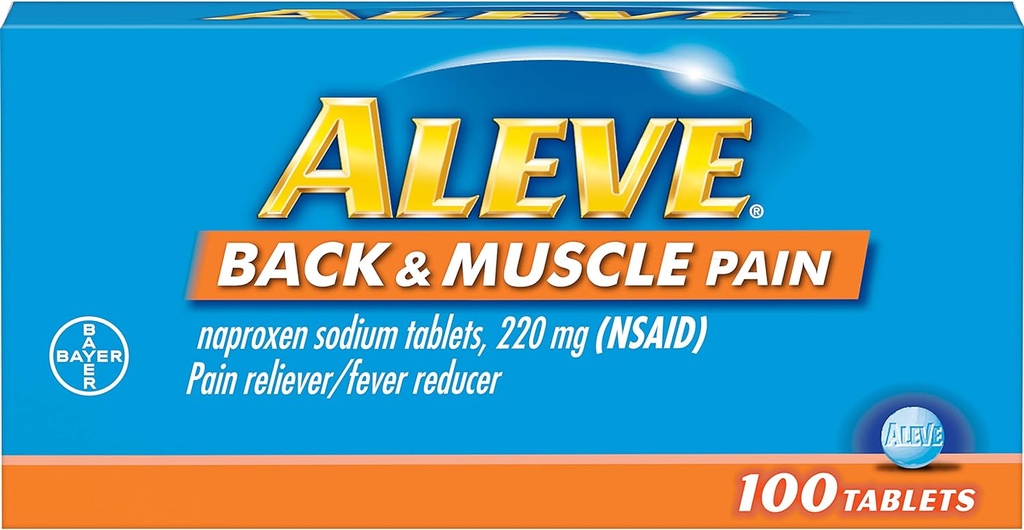 Verhoog rug- en spierpijn tabletten, snelle acting de hele dag gerichte verlichting voor hoofdpijn, spier- en rugpijn, Naproxen natriumcapsules, 220 mg, 100 Tel.