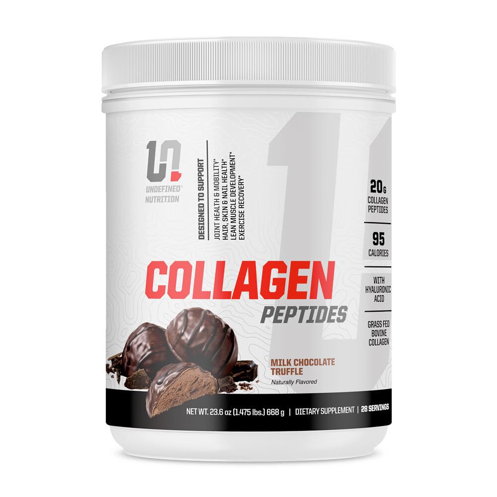 Undefined Nutrition Collagen Peptides by Brian Shaw (28 Servings) – 20g Collagen Peptides with Hyaluronic Acid - Promotes Muscle, Hair, Nail, Skin, Bone and Joint Health (1.25lbs, Chocolate Truffle)