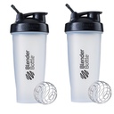 BlenderBattle Classic Shaker Bottle Perfect voor eiwitshakes en pre-workout, 28oz, clear/zwart (verpakking van 2)
